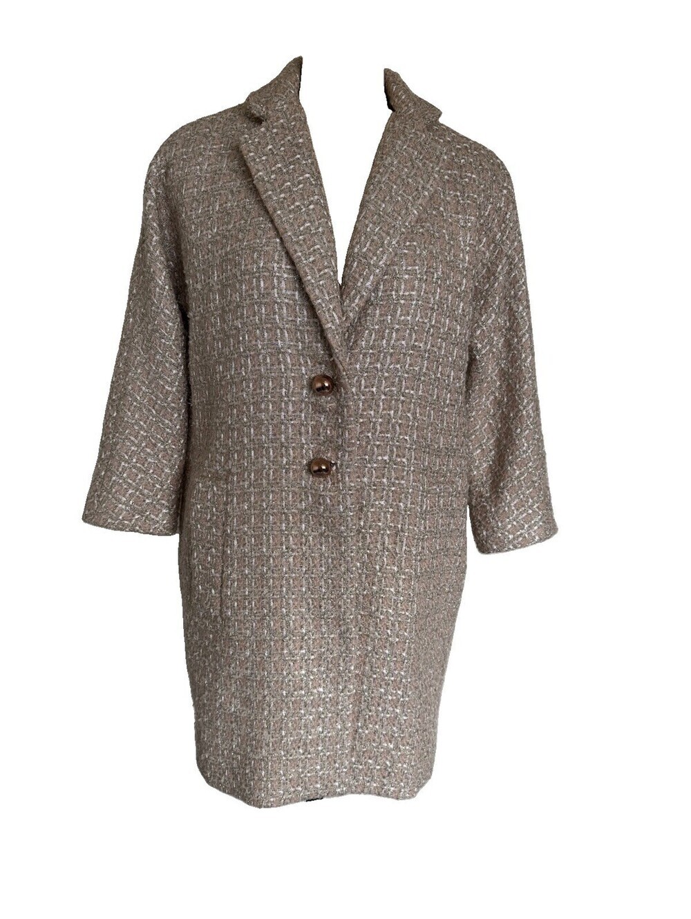 Kate Spade Tweed Coat Jacket Beige Pink Sz S Small